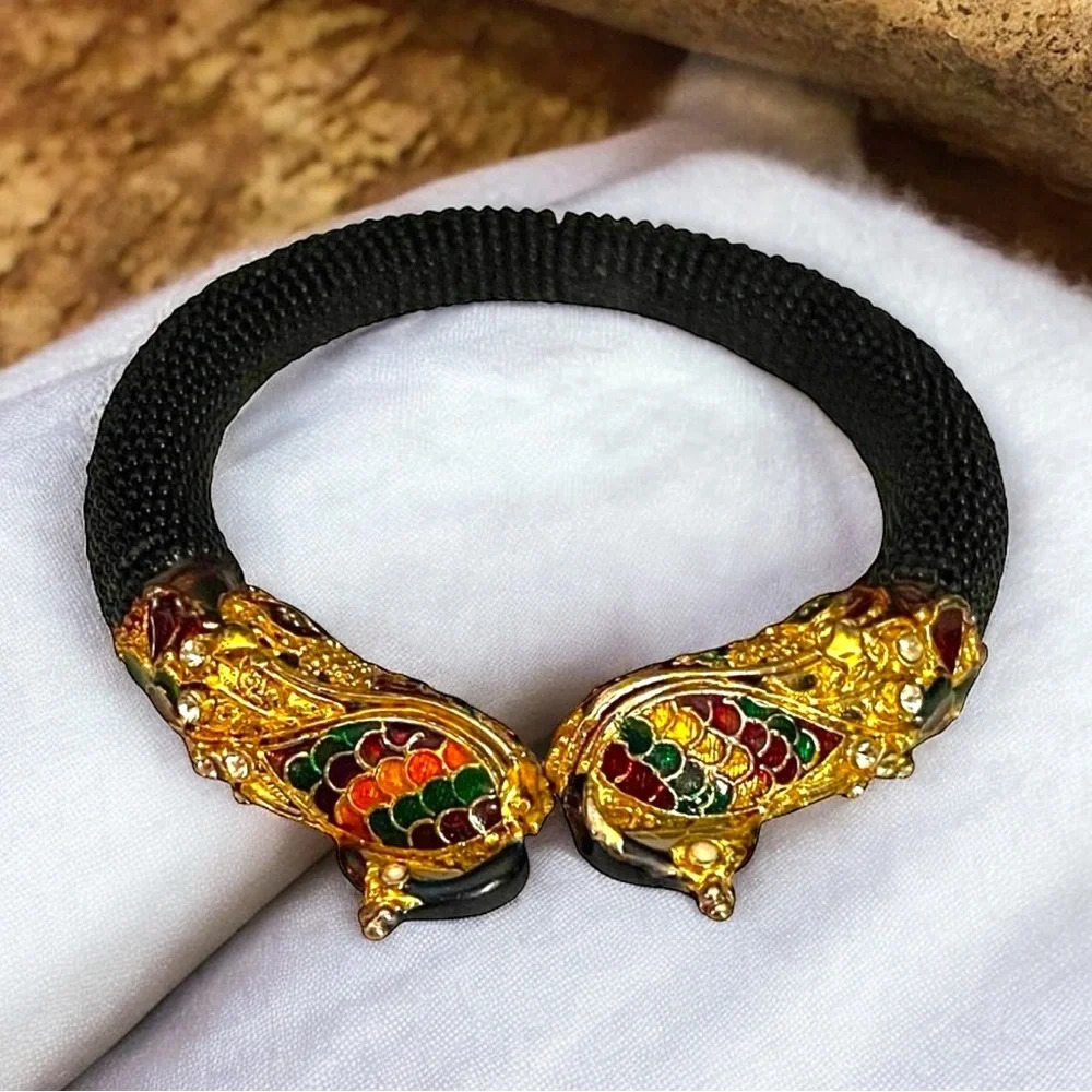 Estate Peacock India Indian Gold Tone Bangle Bracelet